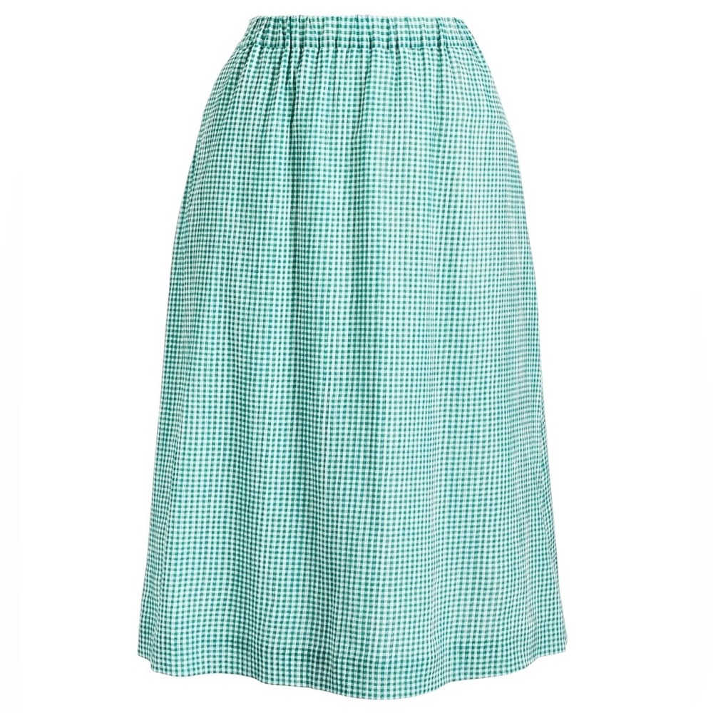 J Crew Crinkle Gingham Skirt In Warm Emerald Green Size 4 G6248
